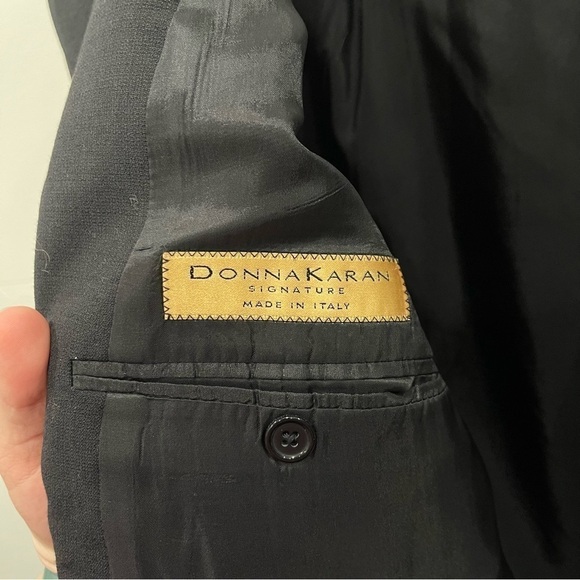 Donna Karan Signature Made In Italy Wool Black Blazer Suit Jacket 43/36 Long - Picture 13 of 15